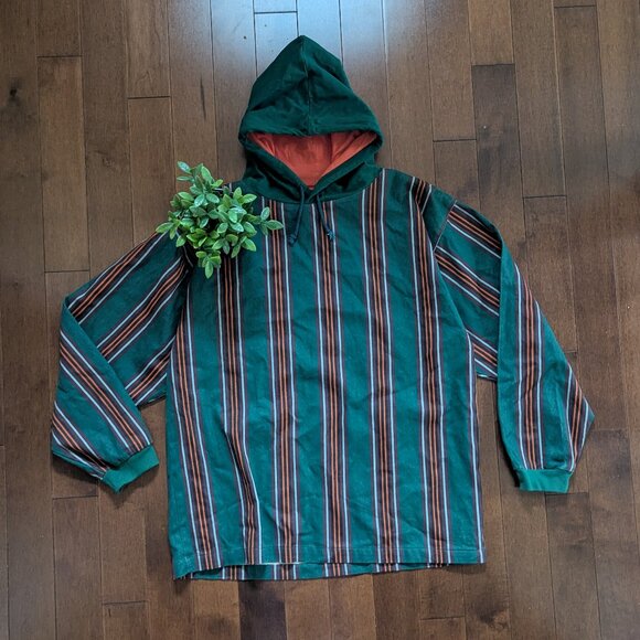 RETRO STRIPED VINTAGE PULLOVER HOODIE - Picture 1 of 2